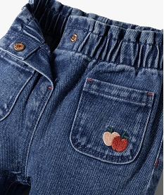 jean a taille elastiquee et broderie bebe fille bleu jeansF169601_2