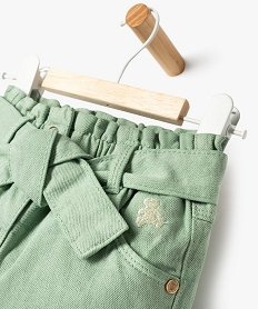 pantalon en toile denim coloree bebe fille - lulucastagnette vert pantalonsF169701_2