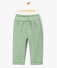 pantalon en toile denim coloree bebe fille - lulucastagnette vert pantalonsF169701_4