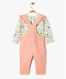 ensemble 2 pieces bebe fille tee-shirt et salopette - lulucastagnette roseF171501_3