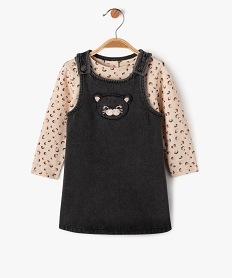 GEMO Ensemble 2 pièces robe et tee-shirt bébé fille Gris