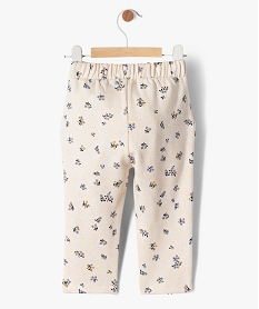 pantalon en molleton fleuri a taille elastiquee bebe fille beige leggingsF172901_3