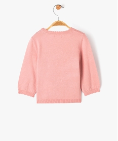 pull en maille fine brodee bebe fille - lulucastagnette rose pullsF174101_4