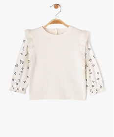 pull 2 en 1 avec manches tee-shirt bebe fille beige pullsF174201_1