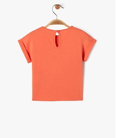 tee-shirt manches courtes avec motif paillete bebe fille orange tee-shirts manches courtesF174701_3