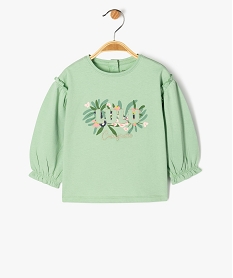 tee-shirt a manches longues avec volants bebe fille - lulucastagnette vert tee-shirts manches longuesF176001_1