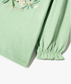 tee-shirt a manches longues avec volants bebe fille - lulucastagnette vert tee-shirts manches longuesF176001_3