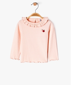 GEMO Tee-shirt à manches longues avec finitions volantées bébé fille Rose