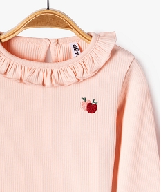 tee-shirt a manches longues avec finitions volantees bebe fille rose tee-shirts manches longuesF176201_2