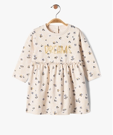 GEMO Robe sweat à manches longues fleurie bébé fille Beige