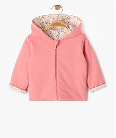 sweat zippe a capuche reversible bebe fille roseF178901_2