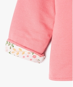 sweat zippe a capuche reversible bebe fille rose sweatsF178901_4