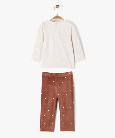 pyjama en velours 2 pieces avec motif ourson bebe garcon beige pyjamas 2 piecesF179601_4