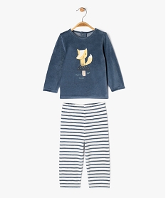 pyjama en velours 2 pieces a motif renard bebe garcon bleu pyjamas 2 piecesF179701_1