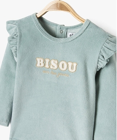 pyjama en velours 2 pieces avec message brode bebe fille vertF179901_2