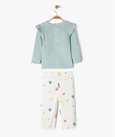 pyjama en velours 2 pieces avec message brode bebe fille vert pyjamas 2 piecesF179901_3