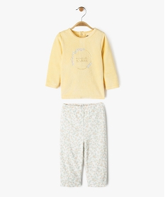 pyjama en velours 2 pieces a motifs fleuris bebe fille jaune pyjamas 2 piecesF180001_1