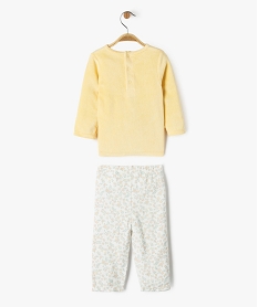 pyjama en velours 2 pieces a motifs fleuris bebe fille jaune pyjamas 2 piecesF180001_3