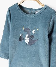 pyjama en velours 2 pieces a motifs dinosaures bebe garcon bleu pyjamas 2 piecesF180101_2