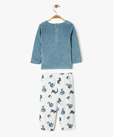 pyjama en velours 2 pieces a motifs dinosaures bebe garcon bleu pyjamas 2 piecesF180101_4