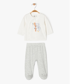 pyjama en velours 2 pieces avec ouverture devant bebe beigeF181801_1