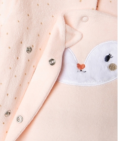 pyjama en velours ouverture devant motif animal et pois dores bebe rose pyjamas veloursF181901_3