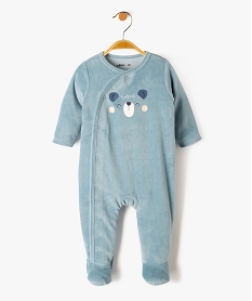 pyjama dors-bien en velours fermeture devant bebe bleu pyjamas veloursF183001_1