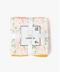 lange a motifs fleurs en gaze de coton bebe (lot de 3) jauneF184301_3