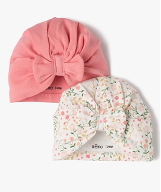 GEMO Bonnet naissance en jersey plissé à nœud (lot de 2) Rose