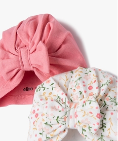 bonnet naissance en jersey plisse a nœud (lot de 2) roseF184901_2