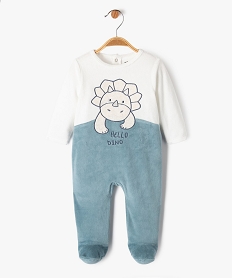 pyjama en velours avec motif dinosaure bebe garcon bleu pyjamas veloursF188201_1