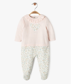 pyjama en velours effet 2 en 1 a motifs fleuris bebe fille rose pyjamas veloursF188601_1