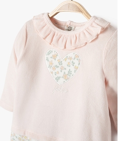 pyjama en velours effet 2 en 1 a motifs fleuris bebe fille rose pyjamas veloursF188601_2