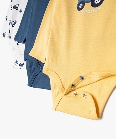 body a manches longues avec motifs tracteurs bebe garcon (lot de 3) jaune body manches longuesF191401_3