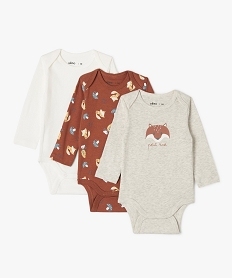 GEMO Body manches longues imprimé à col US bébé (lot de 3) Beige