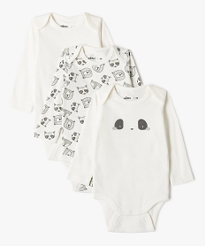 bodies a manches longues a motifs animaux bebe (lot de 3) beige body manches longuesF191701_1