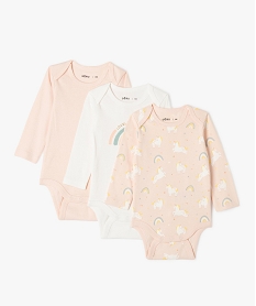 body manches longues imprime a col us bebe (lot de 3) rose body manches longuesF192001_1