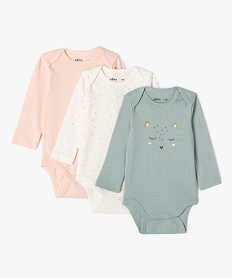 body a manches longues avec motifs pailletes bebe fille (lot de 3) bleu body manches longuesF192201_1