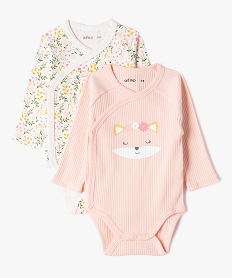 bodies a manches longues fermeture croisee bebe (lot de 2) rose body manches longuesF192501_1