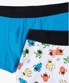 boxers en coton stretch uni et imprime garcon (lot de 2) bleuF199401_2