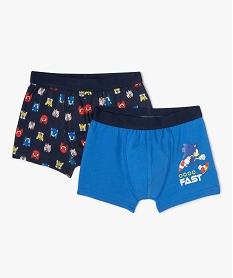 boxer en coton stretch imprime garcon - sonic (lot de 2) bleuF199601_1