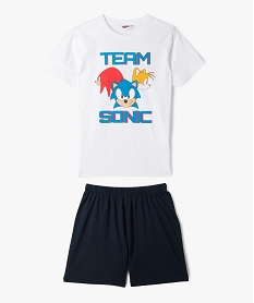 GEMO Pyjashort bicolore avec motif coloré garçon - Sonic The Hedgehog Blanc