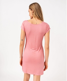 chemise de nuit en maille extensible avec col v en dentelle femme rose nuisettes chemises de nuitF209301_3