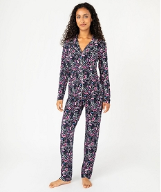 pyjama deux pieces femme   chemise et pantalon rose pyjamas ensembles vestesF210001_1