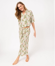 pantalon de pyjama fluide imprime femme vert bas de pyjamaF210701_4