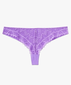 tanga en microfibre et dentelle femme violet strings tangasF212201_4