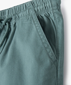 pantalon jogger en twill de coton taille elastique garcon vert pantalonsF223201_2