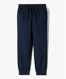 pantalon jogger en twill de coton taille elastique garcon bleu pantalonsF223301_1