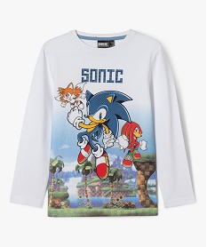 tee-shirt manches longues en coton imprime garcon - sonic blancF234001_1