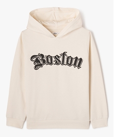 sweat a capuche avec inscription garcon beige sweatsF236401_1